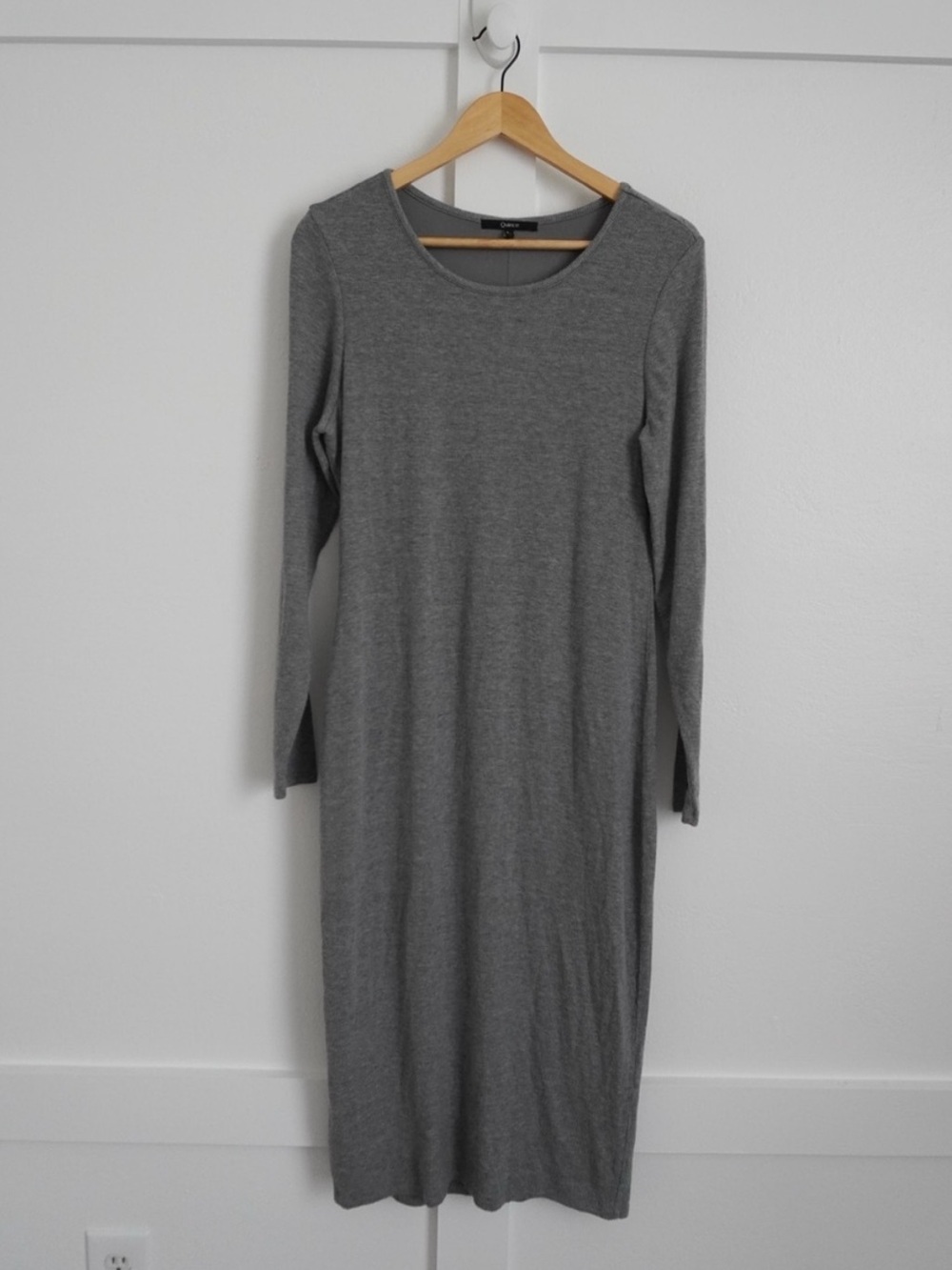 Quince Tencel Rib Knit Long Sleeve Dress Heather Grey